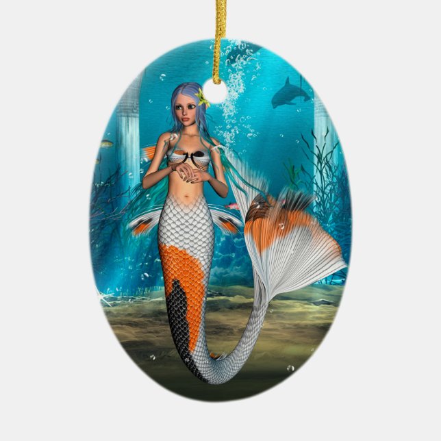 Mermaid Ceramic Tree Decoration (Front)