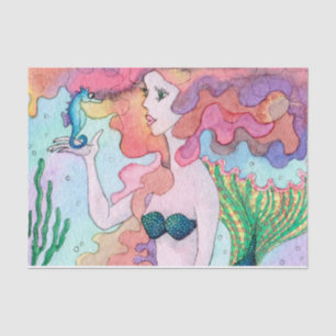 Mermaid chatting to her sea-horse tissue paper