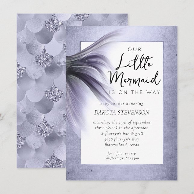 Mermaid Chic | Dusty Lavender Purple Baby Shower Invitation (Front/Back)