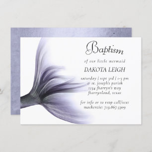 Mermaid Chic   Dusty Lavender Purple Christening Invitation