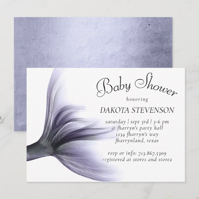 Mermaid Chic | Dusty Lavender Purple Shower Invitation (Front/Back)