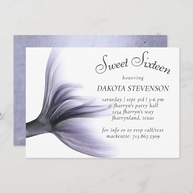 Mermaid Chic | Dusty Lavender Purple Sweet Sixteen Invitation (Front/Back)