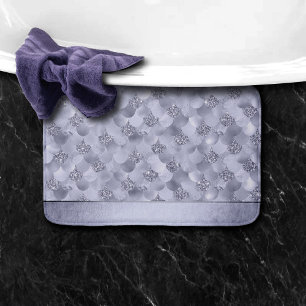 Mermaid Chic Scales   Dusty Lavender Purple Lustre Bath Mat