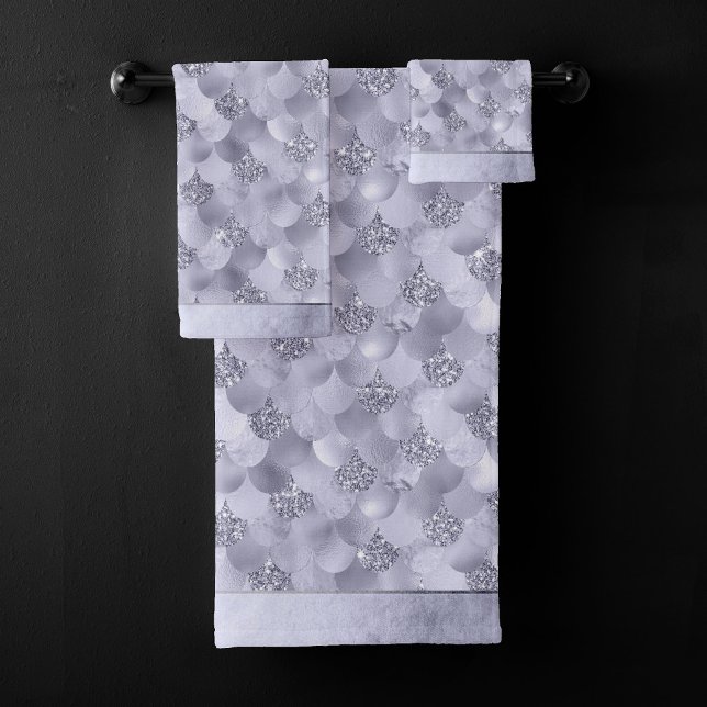 Mermaid Chic Scales | Dusty Lavender Purple Lustre Bath Towel Set (Creator Uploaded)