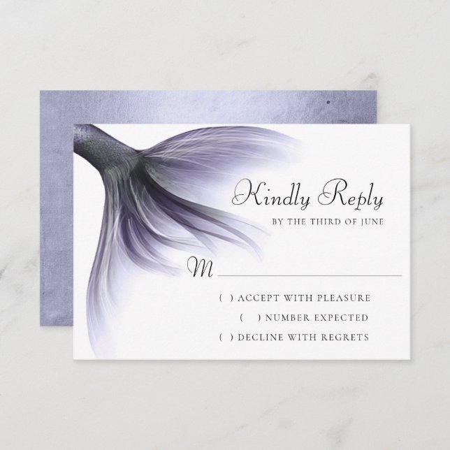 Mermaid Chic Tail | Dusty Lavender Purple Sheen RSVP Card (Front/Back)