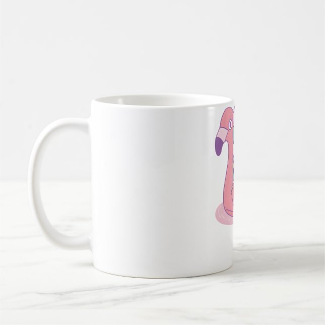 Mermaid Chill on Flamingo Pool Float Coffee Mug (Left)