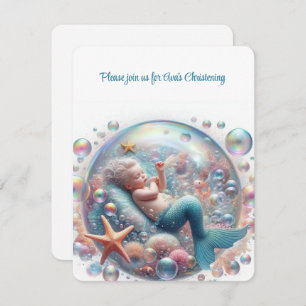 Mermaid Christening  Invitation