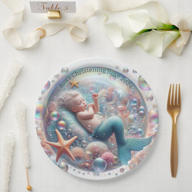 Mermaid Christening  Paper Plate (Wedding)