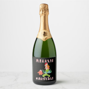 Mermaid Christmas and Funny Penguin Sparkling Wine Label