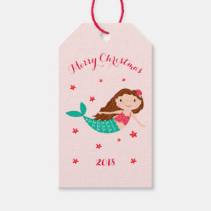 Mermaid Christmas Blush Pink Personalised Gift Tags