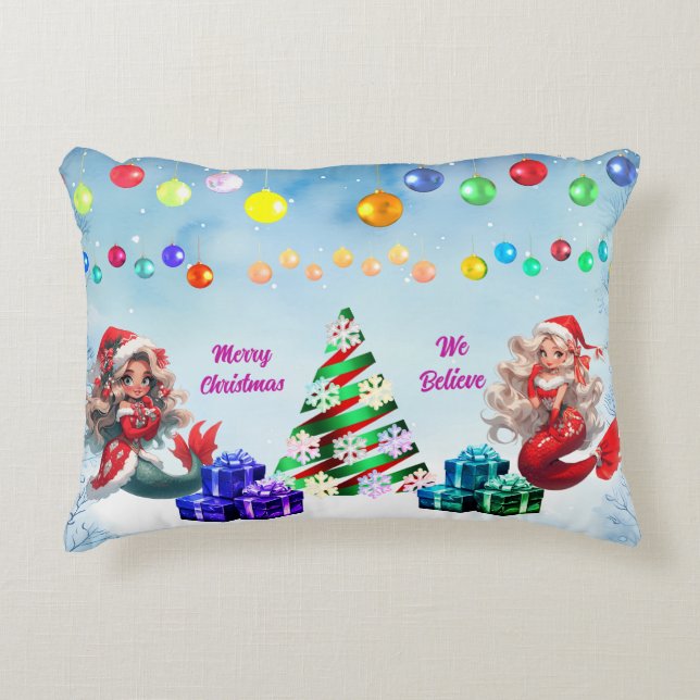 Mermaid Christmas  Decorative Cushion (Front)