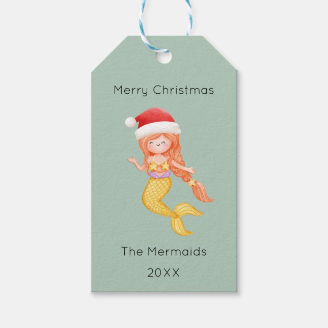 Mermaid Christmas Gift Tags (Front)