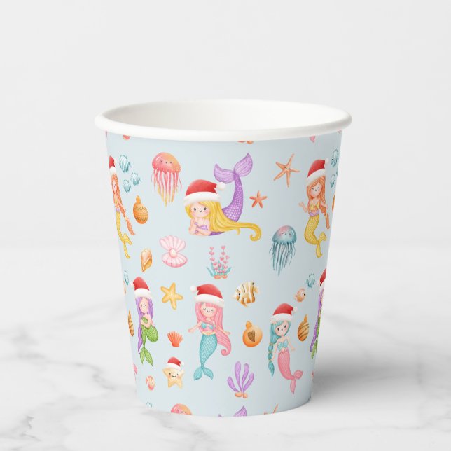 Mermaid Christmas  Paper Cups (Front)