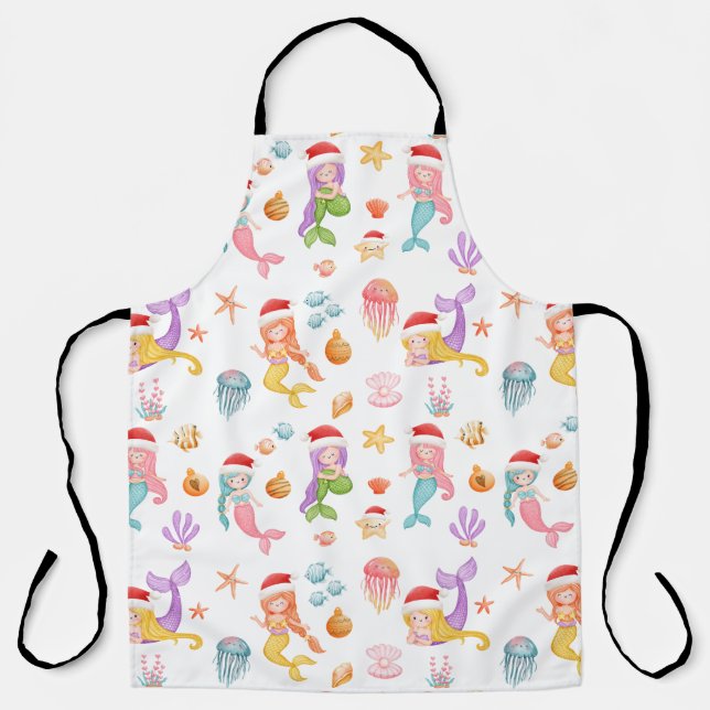 Mermaid Christmas Pattern Apron (Front)