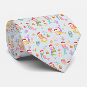 Mermaid Christmas Pattern Tie