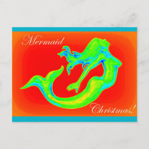 mermaid christmas postcards