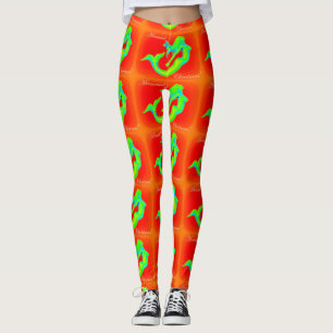 mermaid christmas red/green leggings