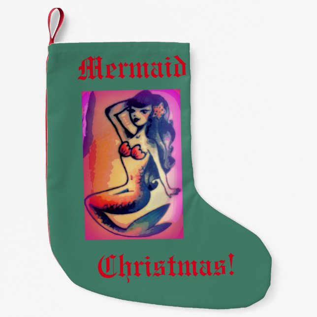 mermaid christmas small christmas stocking (Front)