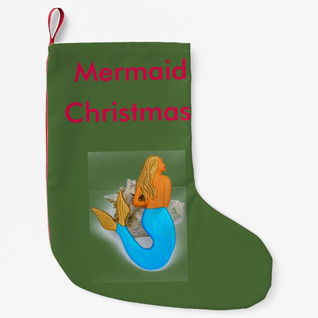 mermaid christmas small christmas stocking (Front)