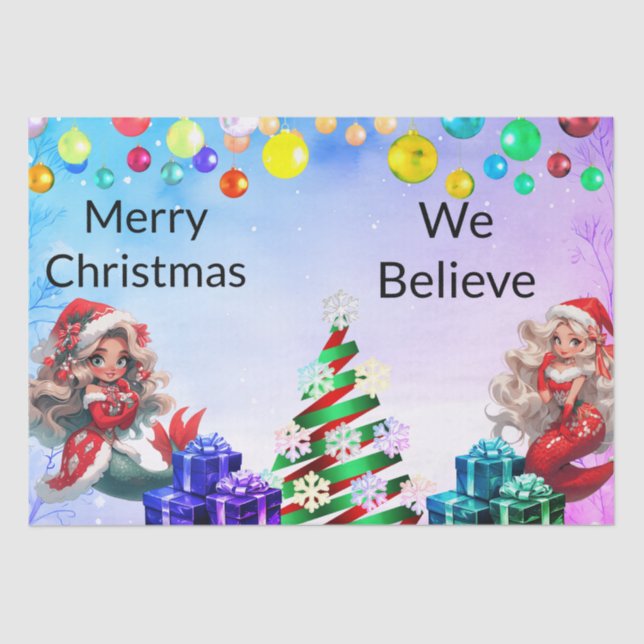 Mermaid Christmas Tissue Paper (Front)