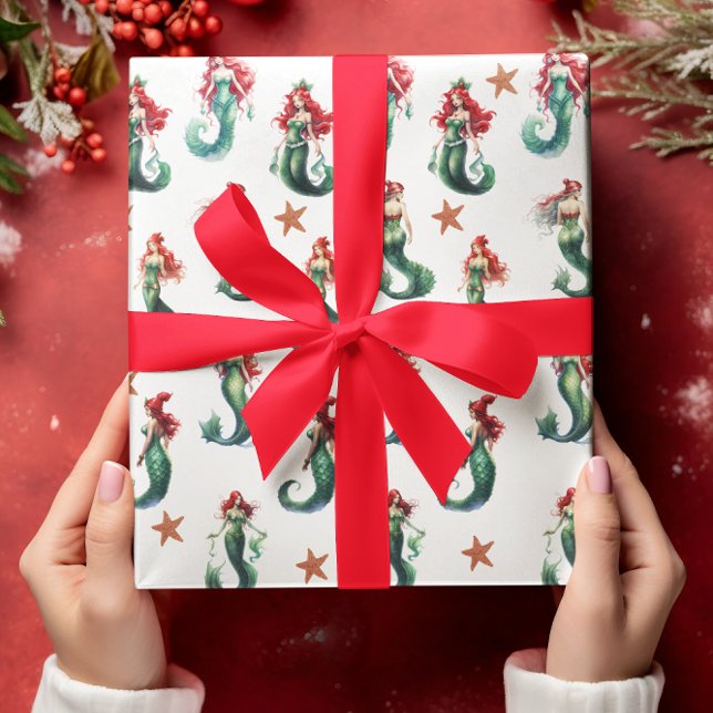  Mermaid Christmas Watercolor Wrapping Paper (Creator Uploaded)