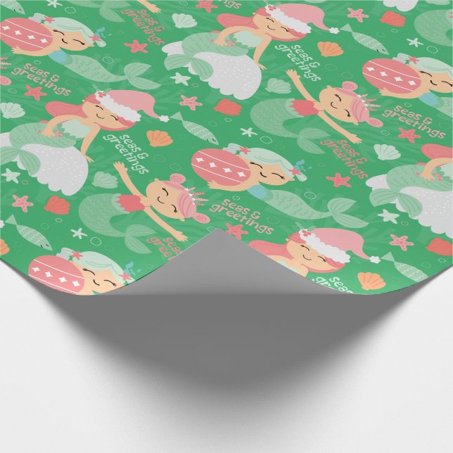 Mermaid Christmas Wrapping Paper (Corner)
