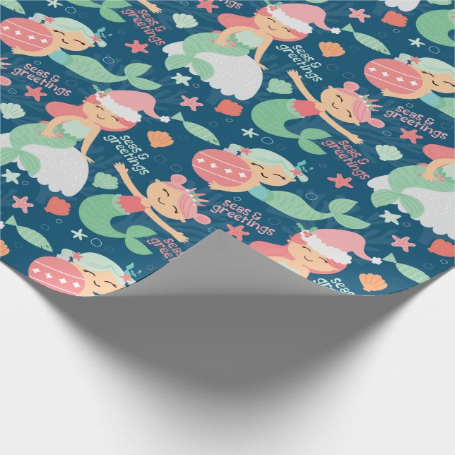 Mermaid Christmas Wrapping Paper (Corner)