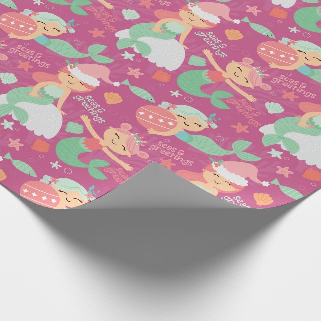 Mermaid Christmas Wrapping Paper (Corner)