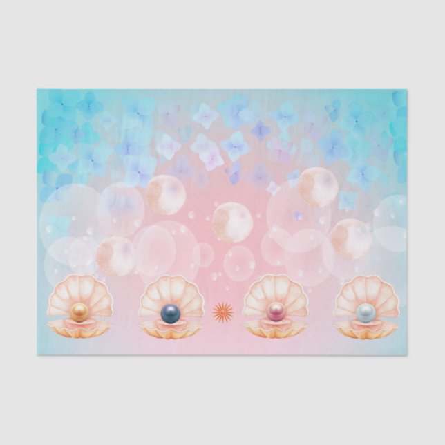 mermaid clam pearl nursery decoupage tissue paper (Front)