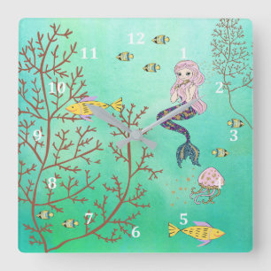 Mermaid Clock Green Sea