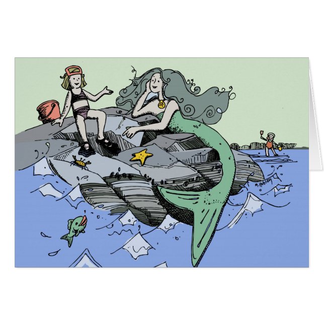 Mermaid coastal cute cartoon beach child art (Front Horizontal)