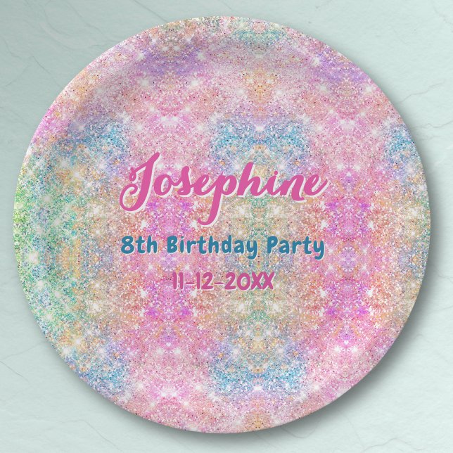 Mermaid colorful iridescent birthday custom paper plate (Creator Uploaded)
