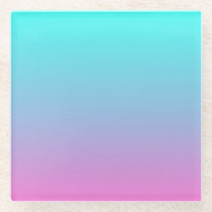 Mermaid colors gradient purple pink aqua ombre glass coaster