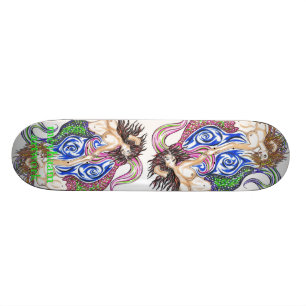Mermaid coloured artwork skateboard