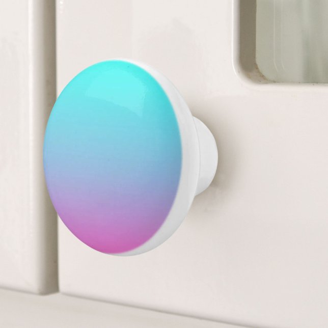 Mermaid colours gradient purple pink aqua ombre ceramic knob (Mermaid colors gradient purple pink aqua ombre ceramic knob)