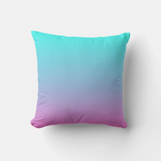 Mermaid colours gradient purple pink aqua ombre cushion (Front)