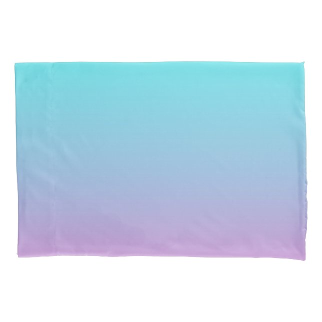 Mermaid colours gradient purple pink aqua ombre pillowcase (Front-Left)