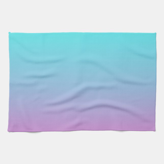 Mermaid colours gradient purple pink aqua ombre tea towel (Horizontal)