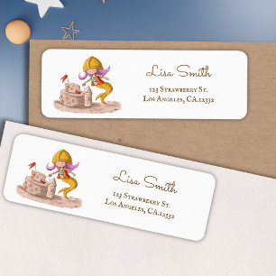 Mermaid Construction Sandcastle Return Address