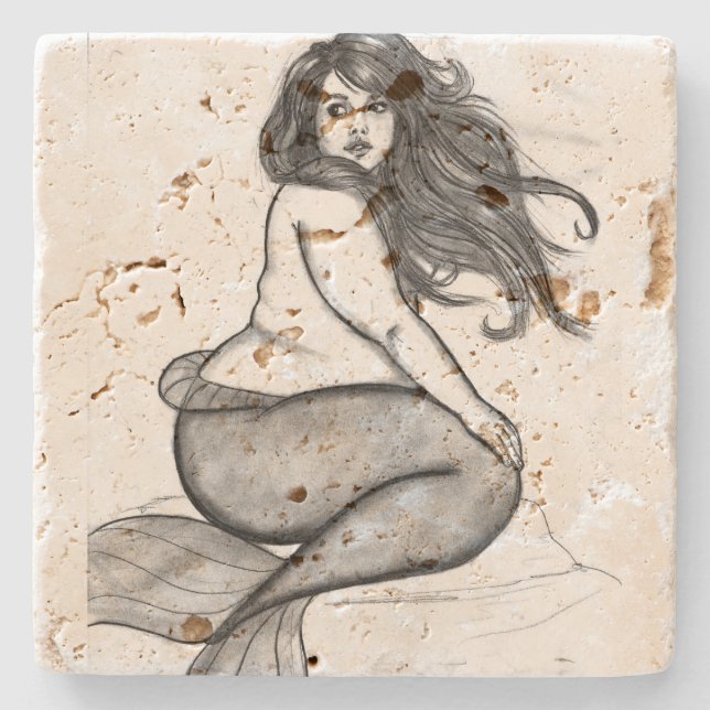 Mermaid Coster Stone Coaster (Front)