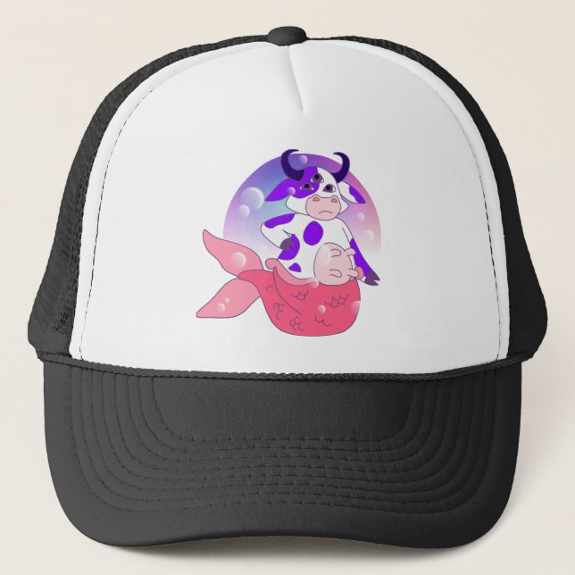 mermaid cow trucker hat (Front)