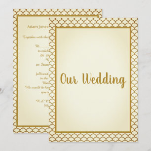 MERMAID CREAM GOLD BORDER Wedding Invitation