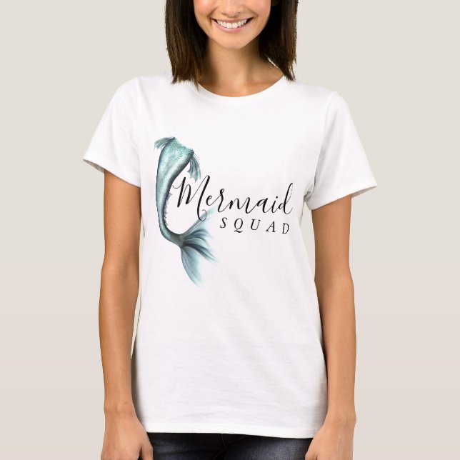 Mermaid Crew Aqua | Mint Seafoam Luxe Bridal Party T-Shirt (Front)