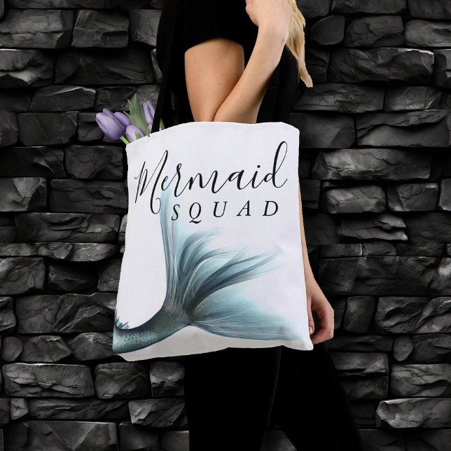 Mermaid Crew Aqua | Mint Seafoam Luxe Bridal Party Tote Bag (Creator Uploaded)