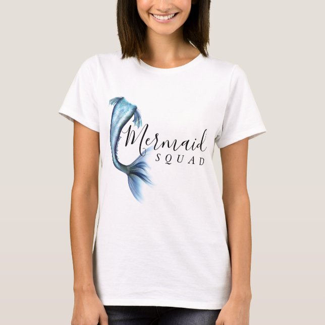 Mermaid Crew Ice Blue | Muted Bachelorette Party T-Shirt (Front)