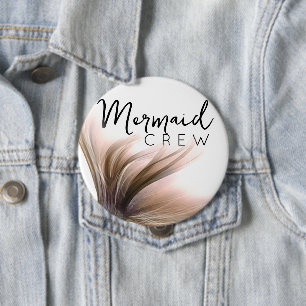 Mermaid Crew Terracotta Soft Peach Bachelorette 10 Cm Round Badge