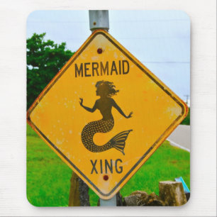 Mermaid Crossing Roadsign Mouse Mat