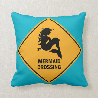 Mermaid Crossing Sign Pillow