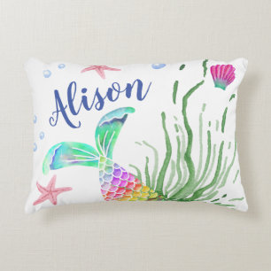 Mermaid Custom Name Accent Pillow
