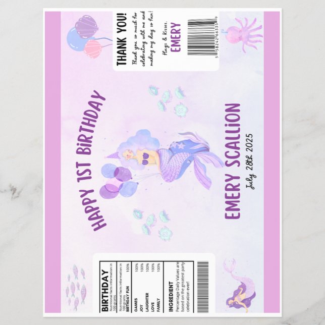 Mermaid Customizable Chip Bag Flyer (Front)